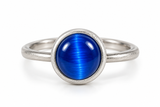 Cat Eye Fingerring fra Zefina Denmark i sølv og blå