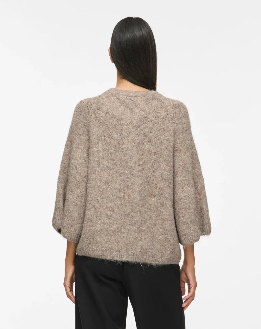 VIBOWS 3/4 Knit Cardigan 14121632 Natural Melange fra VILA