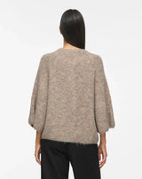 VIBOWS 3/4 Knit Cardigan 14121632 Natural Melange fra VILA