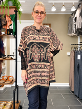 Diva Tunika Onesize – sort/rosa – 100% Genanvendt Silke – Cofur Denmark