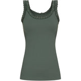 Olivengrøn rib top med blondekant fra Tim & Simonsen Frida Oliva