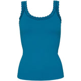 Petrol rib top med blondekant fra Tim & Simonsen Frida Petrolio