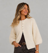 VIBOWS 3/4 Knit Cardigan 14121632 Birch fra VILA