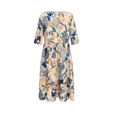 Mansted Gabrielle kjole cold grey med akvarelprint