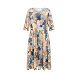 Mansted Gabrielle kjole cold grey med akvarelprint