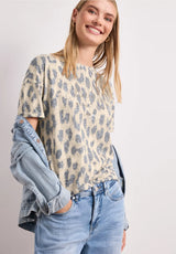 Beige T-shirt med burnout-look