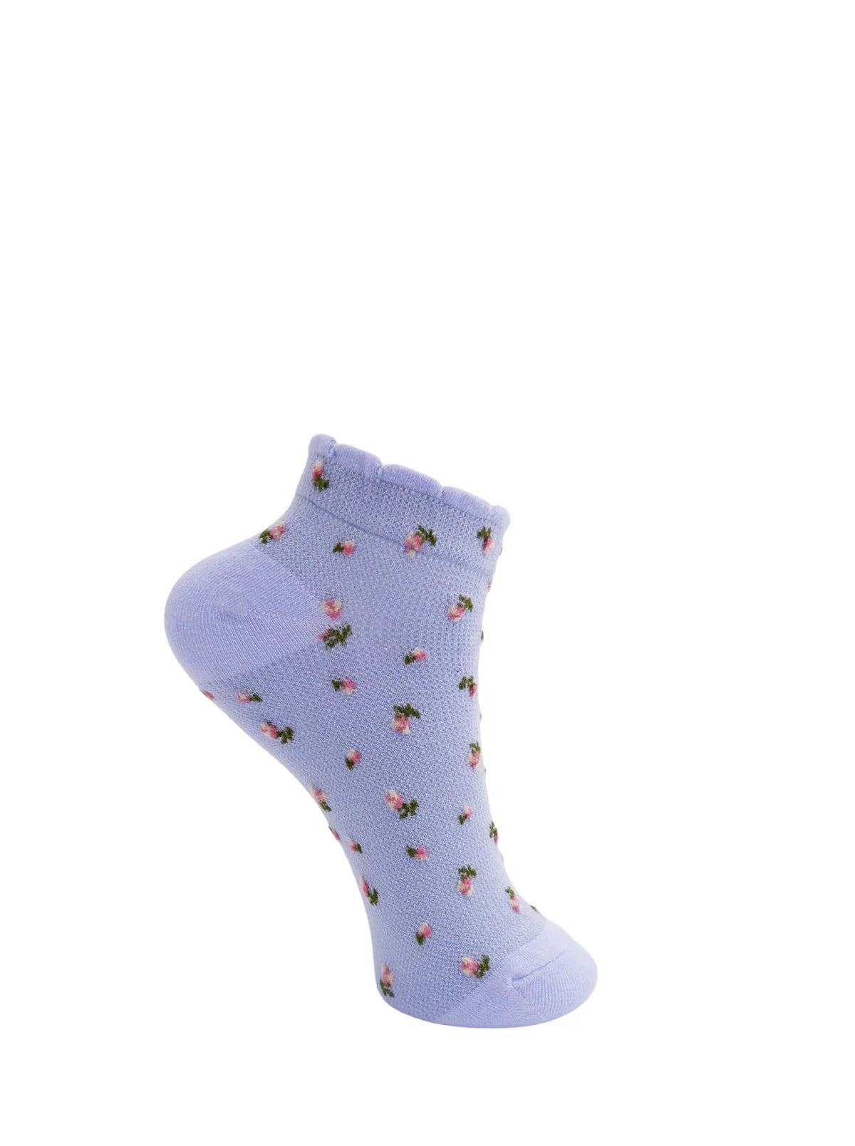 Black Colour TINY Anclet Sock i lys blå med blomster