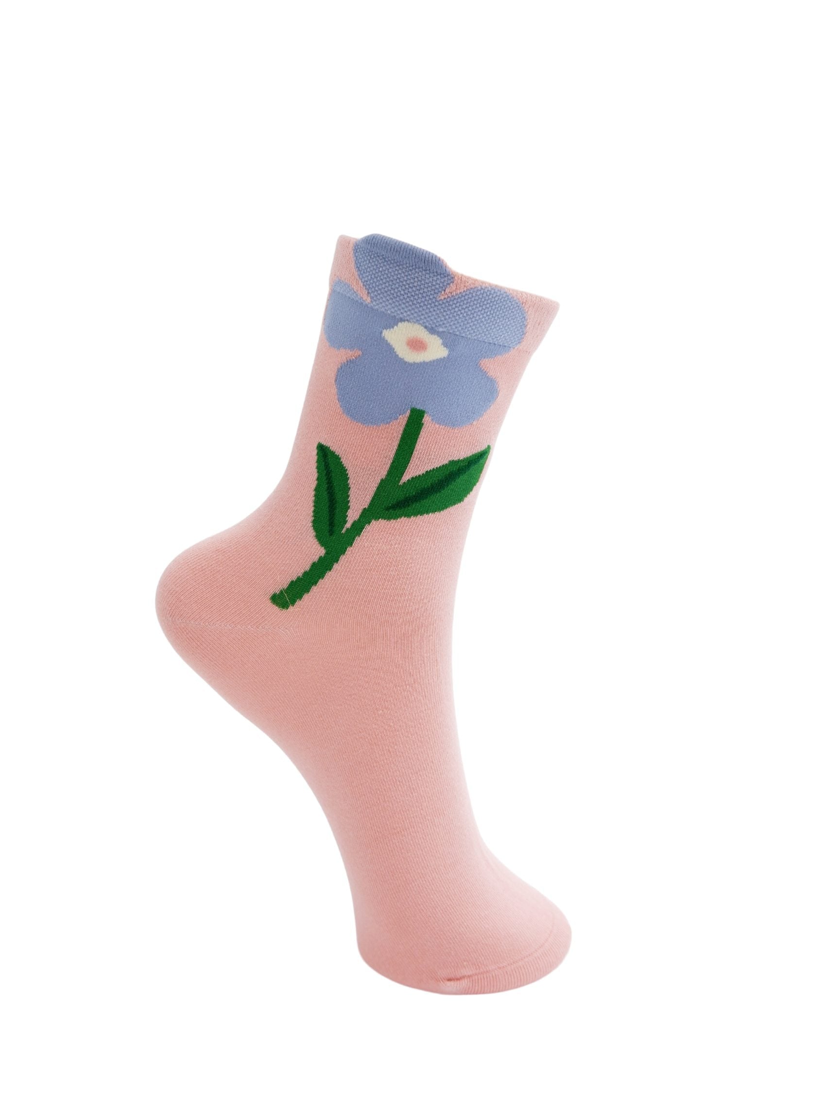 Black Colour Reese Sock i rose med blomsterdetalje
