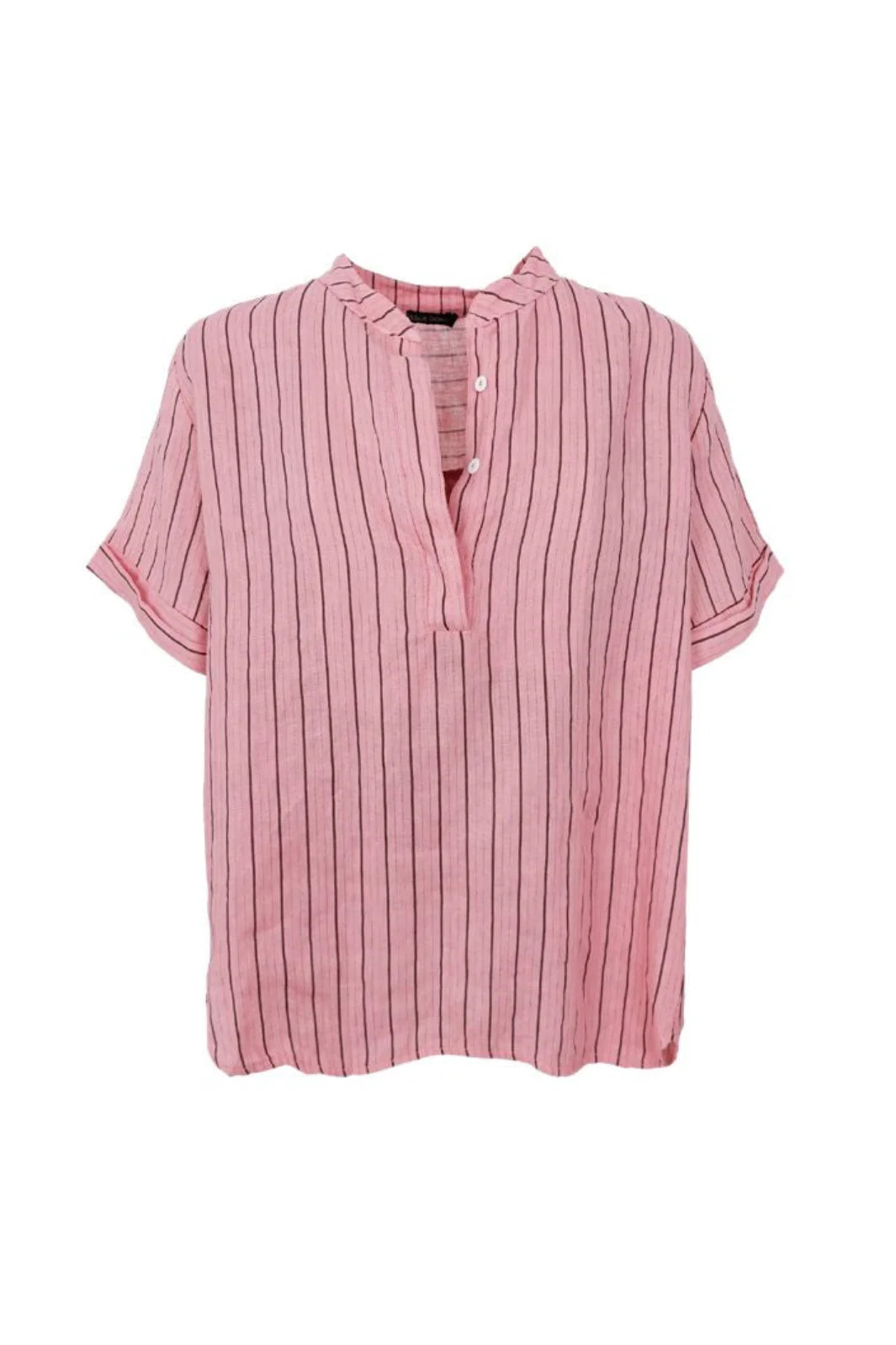 Melina SS Linen Shirt fra Black Colour i rose stripe