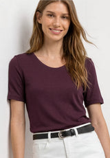 Street One New Gerda 324870 T-shirt i rustic rouge med V-udskæring