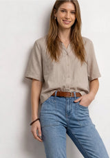 Street One skjortebluse 346644 i farven Clay Sand