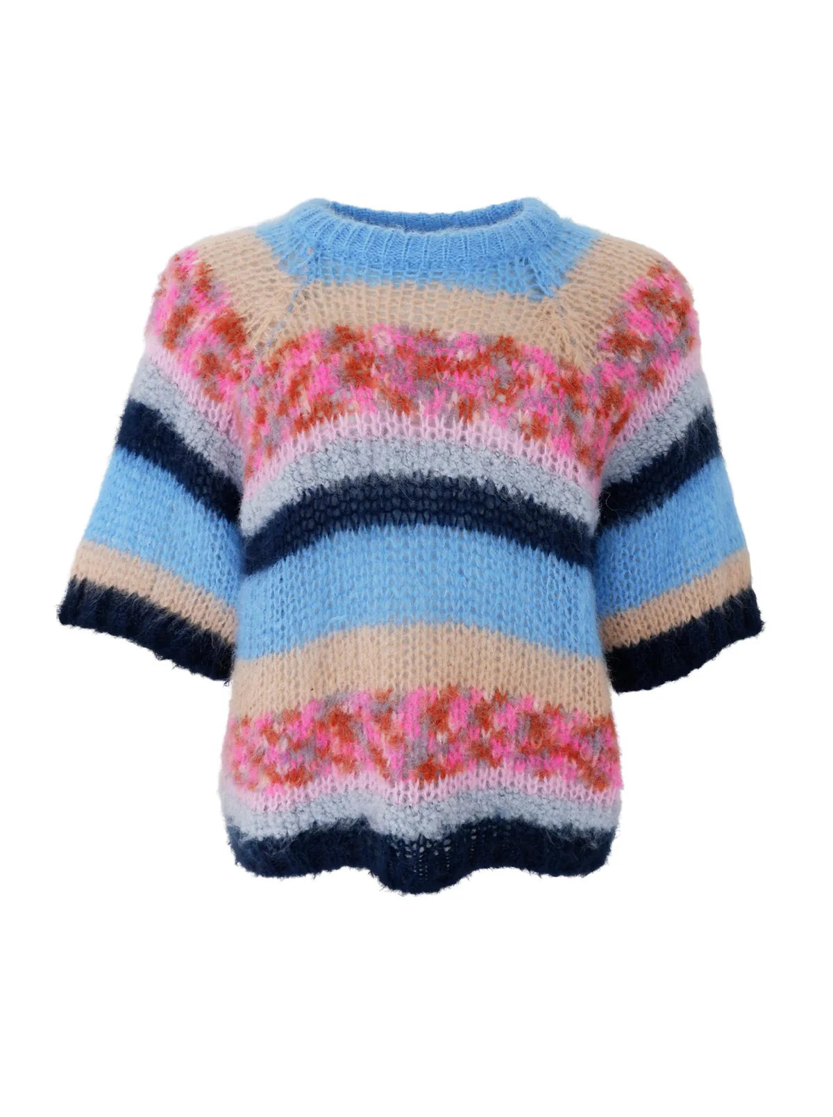 Sophie Striped Jumper 1242 i Blue Multi fra Black Colour