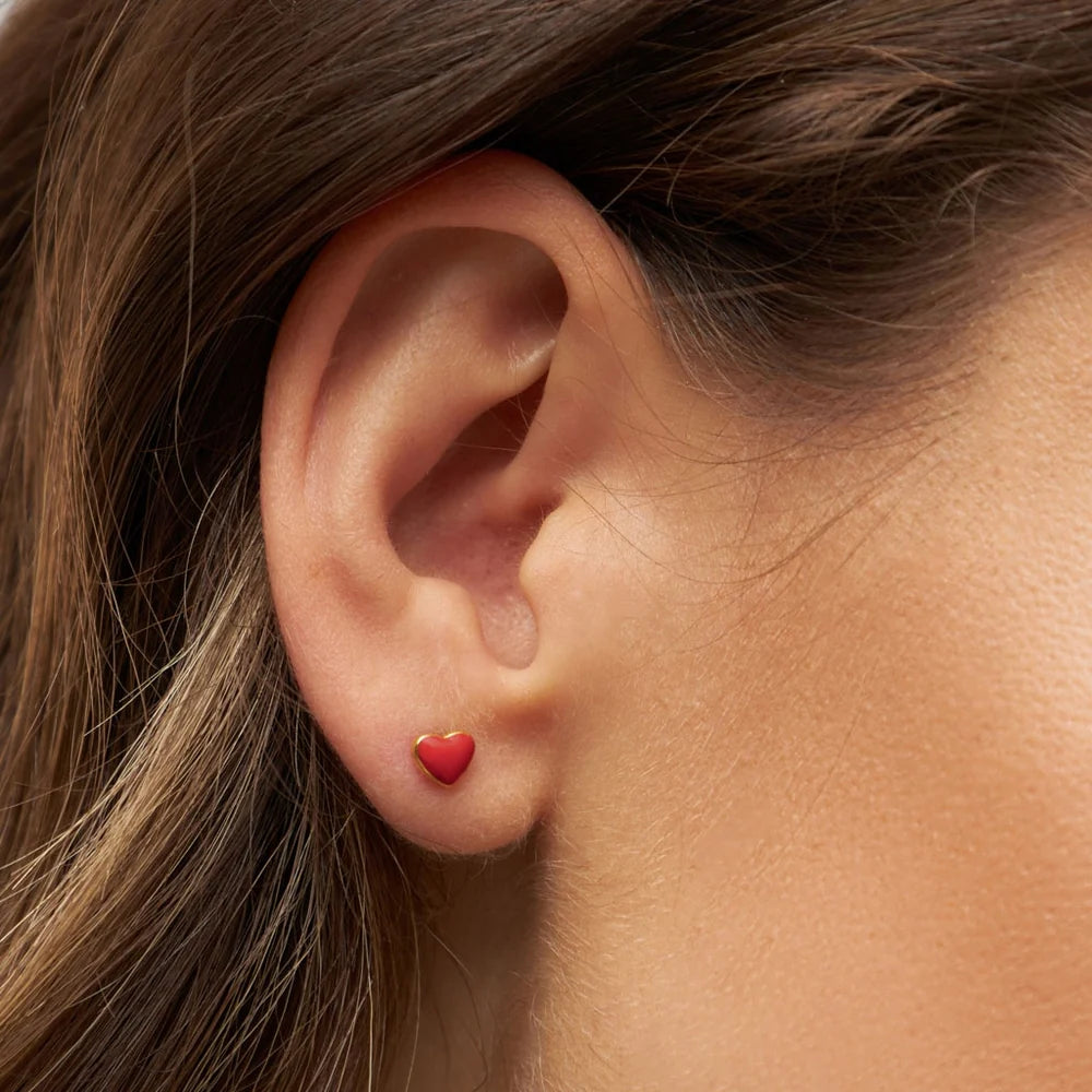 Love U Ørering 1024 – Passion Red – 1 stk. Forgyldt – Lulu Copenhagen