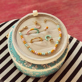 Forgyldt hoop med mint emalje