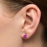 Forgyldt Trio ørering med pink emalje