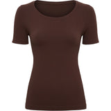 Tim og Simonsen Linea rib t-shirt cioccolato med rund hals dame