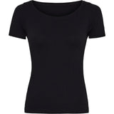 Tim og Simonsen Linea rib t-shirt nero med rund hals dame