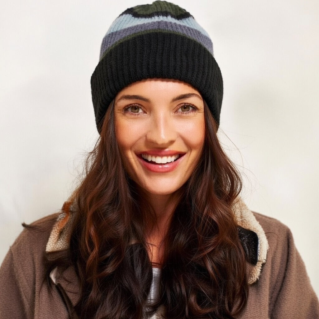 Mansted ADRIENNE hue – 96 Grey (100% lammeuld, ribstrik med striber, opsmøg)