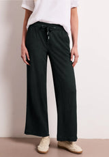 Street One Wide Leg Crinkle Crash bukser Pine Grove Green