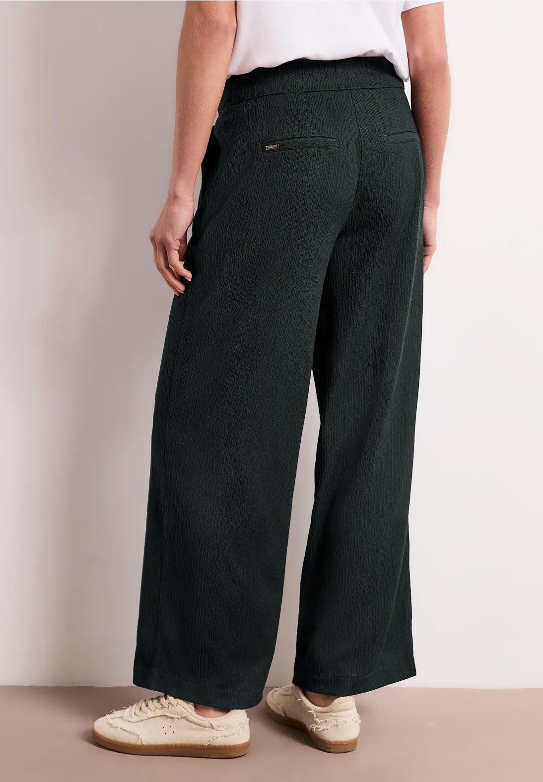 High Waist bukser med Crinkle Crash-struktur