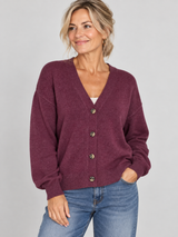 VILA Viril V-Neck Knit Cardigan – Fig Dark Melange