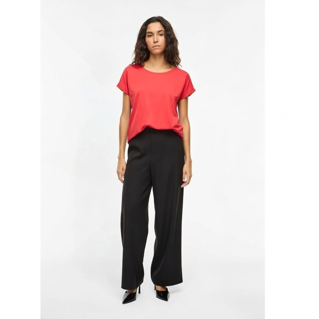 VILA VIDREAMERS T-shirt i hibiscus med rund hals