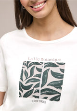 Street One T-shirt i off white med bladprint