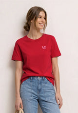 Street One T-shirt i salsa red med brystprint