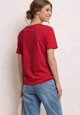Rød T-shirt med wording print til dame