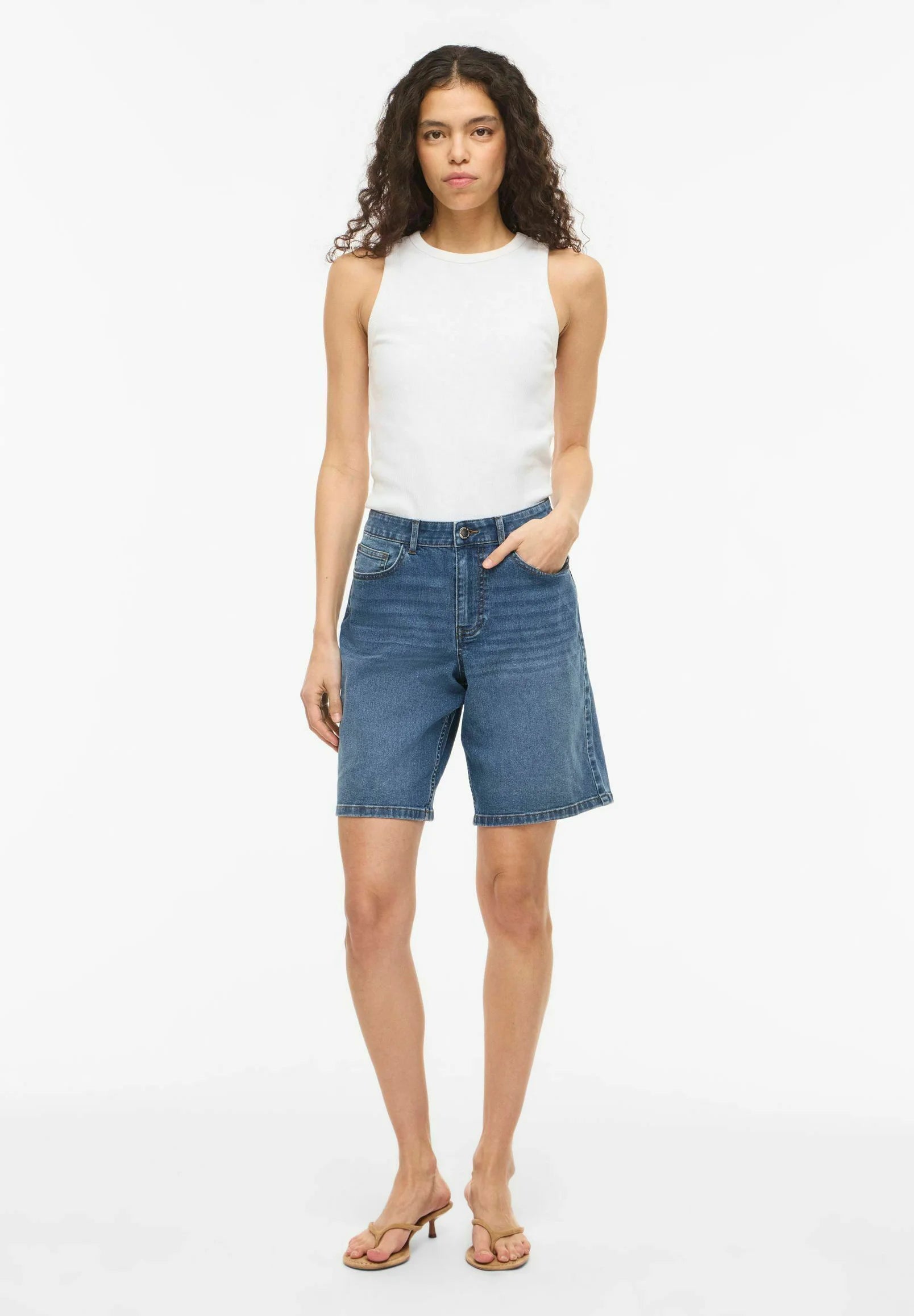 Bermuda shorts til dame i denim