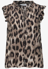Bluse med knapper og rynkedetaljer