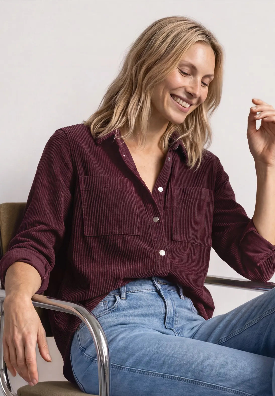Street One fløjlsbluse i Rustic Rouge