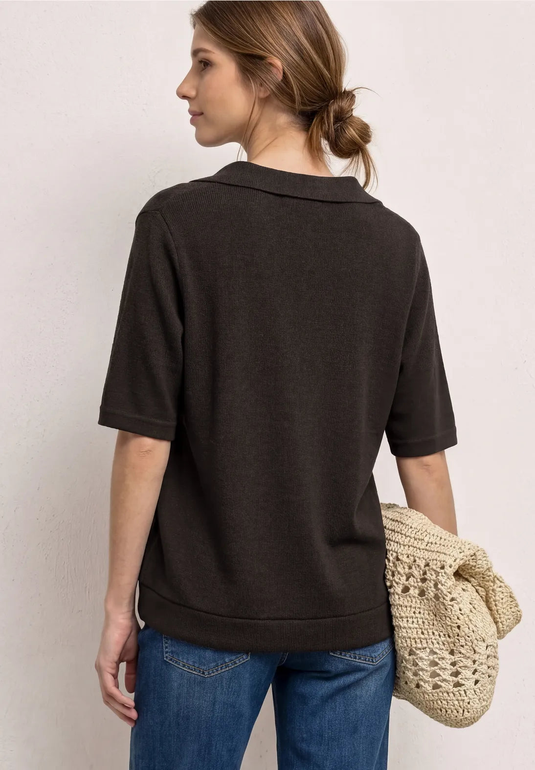 Cardigan look jakke med korte ærmer
