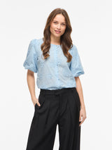 Vila VIANTONETT bluse nantucket breeze med broderi