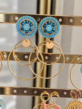 Maq Jewelry Store Forgyldte Øreringe | Turkise & Mørkeblå Perler