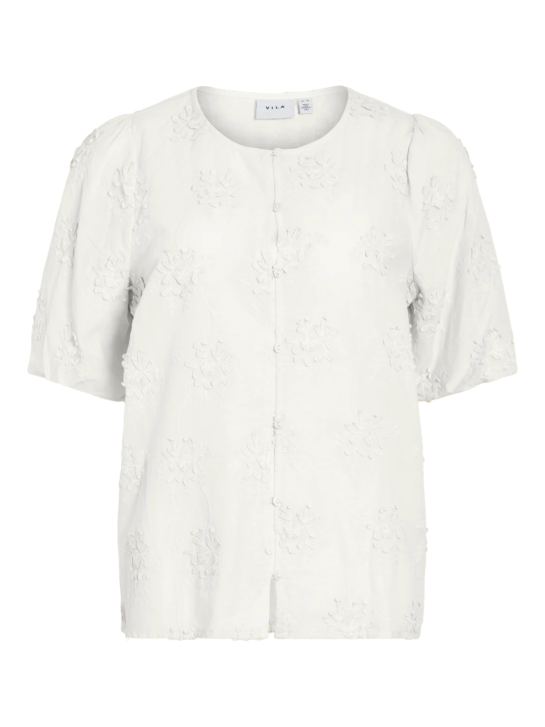 VIANTONETT O-neck bluse i let bomuld med detaljer