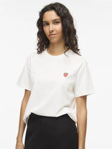 VILA hvid t shirt med jordbærbroderi