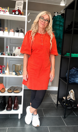 VILA – VIDACIA 2/4 Washed Denim Dress 14100455 (Aurora Red)
