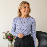 Black Colour Jennie Dotted Mesh Blouse Jeans Blue – Transparent Bluse med Prikker