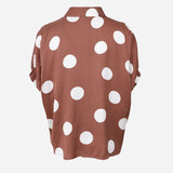 Brun viskose bluse i satin look