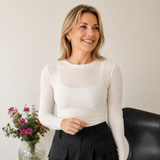 Black Colour Faye Lurex Blouse Off White – Tætsiddende Glimmer Bluse