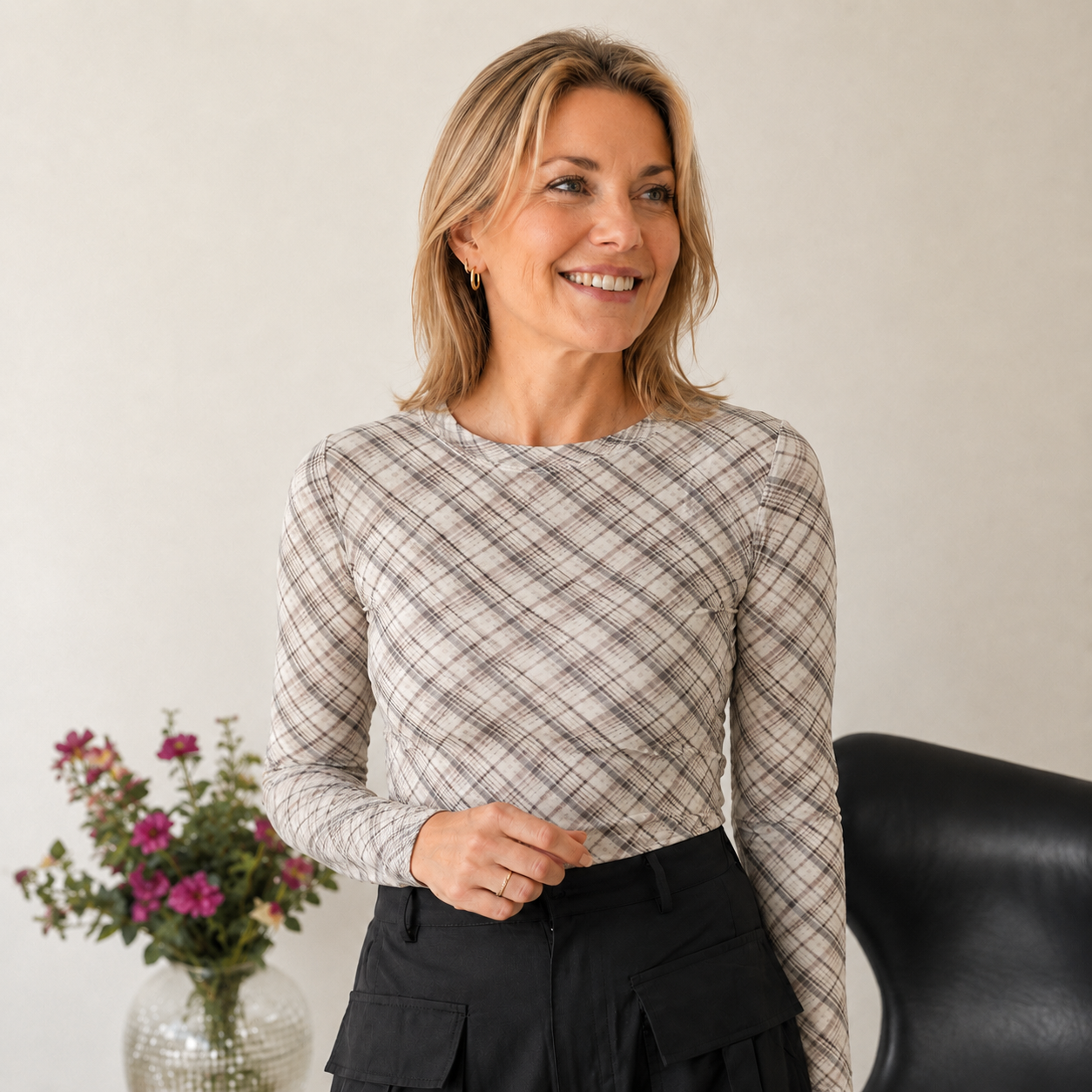 VIVOLETTIS CHI O-Neck L/S Mesh Top – Birch | VILA