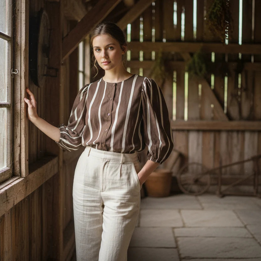 Marta du Château Evelina Shirt 58130M – Brown Stripe