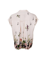 Natural bluse med farverige blomster