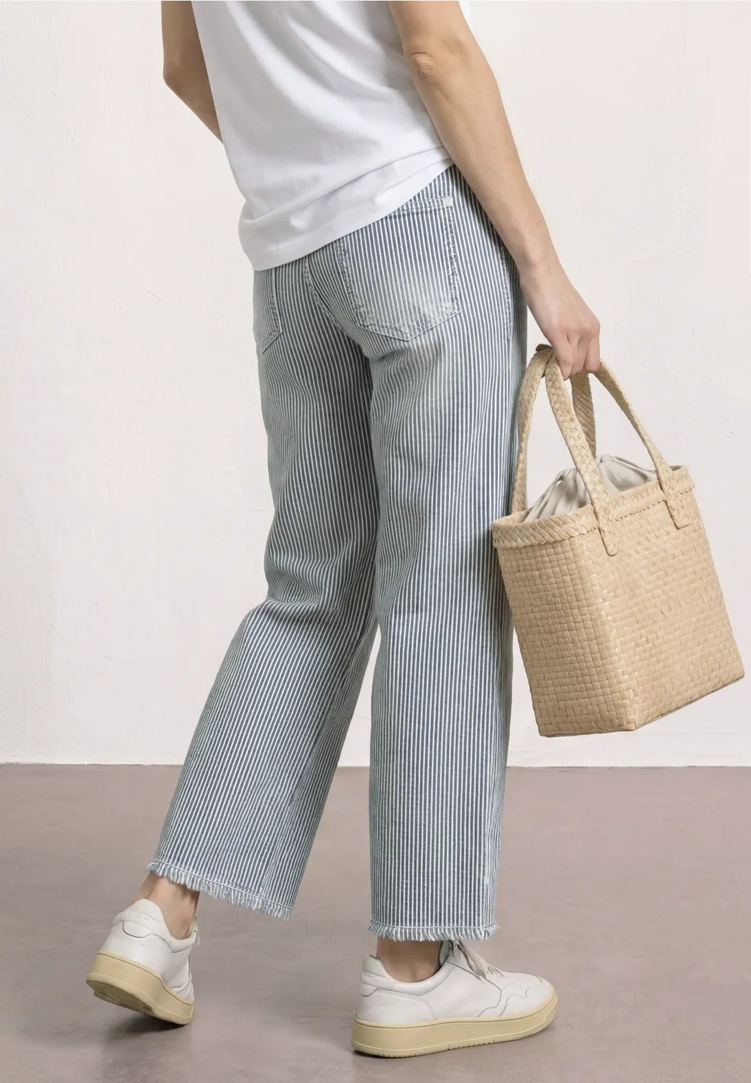 Stribede straight leg jeans til dame