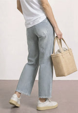 Stribede straight leg jeans til dame