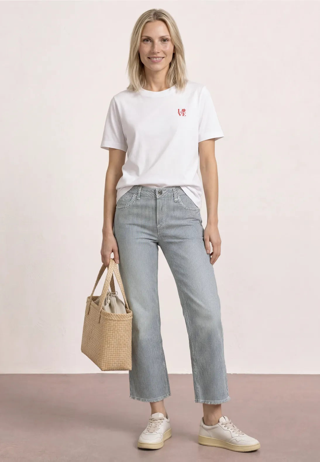 Sommerlige jeans med fine striber