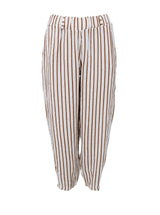 Black Colour Melina barrel hørbukser i camel stripe