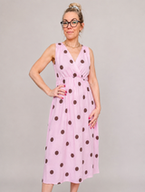 Marta du Château Linetta Kjole – Pink – Prikket Midi Kjole i 100% Viskose