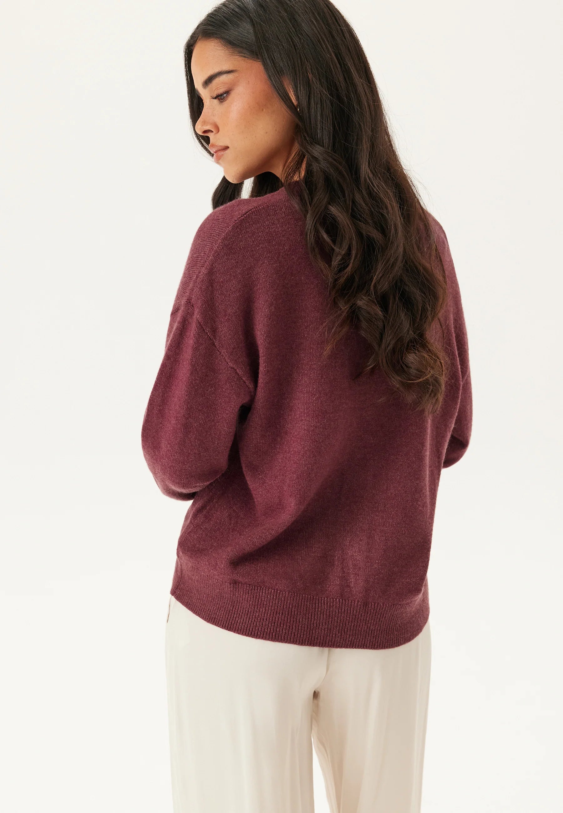 VILA Viril V-Neck Knit Cardigan – Fig Dark Melange